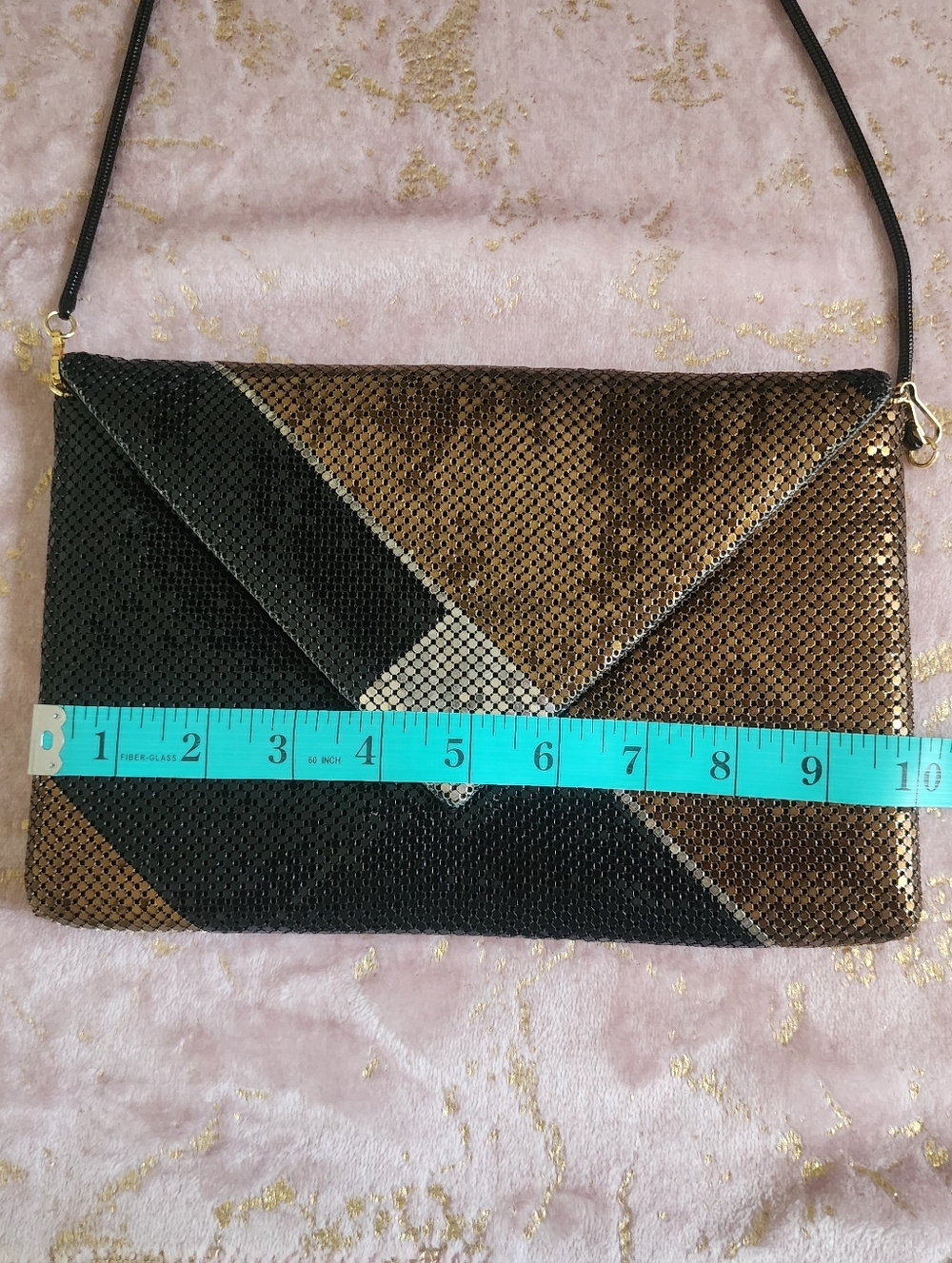 BAG | Sequin Envelope Shoulder Bag in Black and Brown - Picture 7 of 13